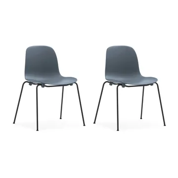 Form Chair stapelbare stoel zwarte poten 2-pack, Blauw - Normann Copenhagen