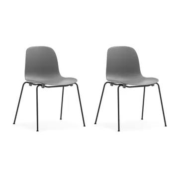Form Chair stapelbare stoel zwarte poten 2-pack, Grijs - Normann Copenhagen