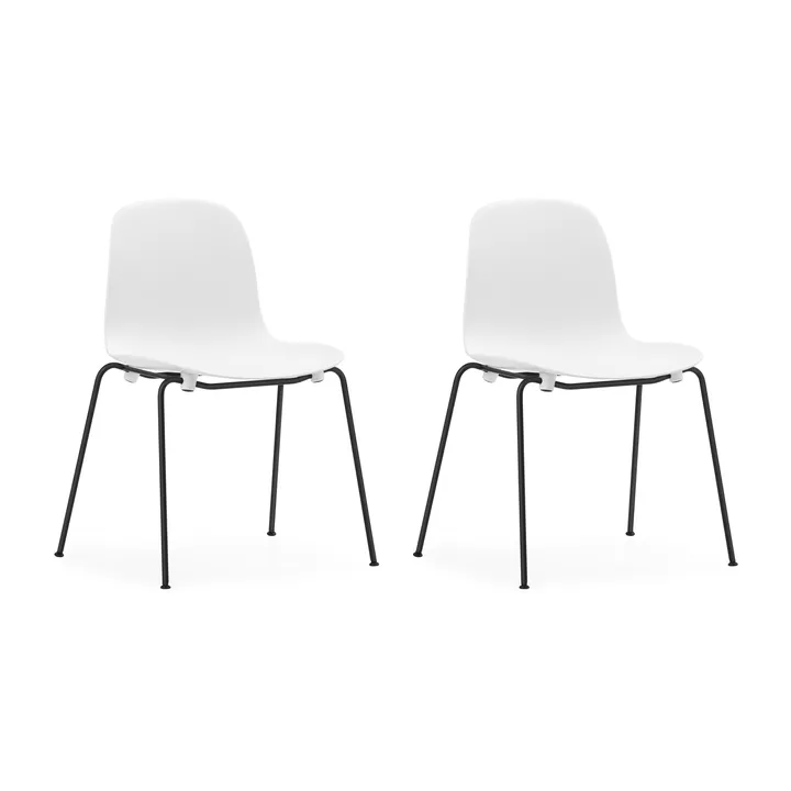 Form Chair stapelbare stoel zwarte poten 2-pack, Wit - Normann Copenhagen