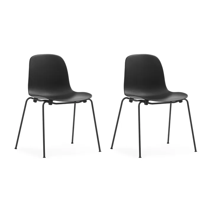 Form Chair stapelbare stoel zwarte poten 2-pack, Zwart - Normann Copenhagen