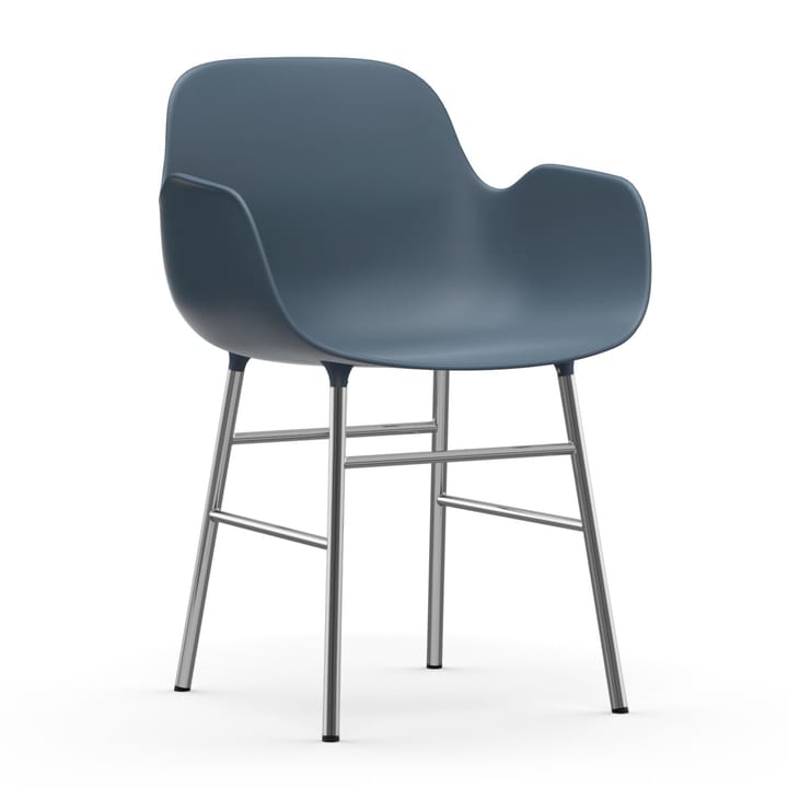 Form stoel met armleuning verchroomde poten - Blauw - Normann Copenhagen