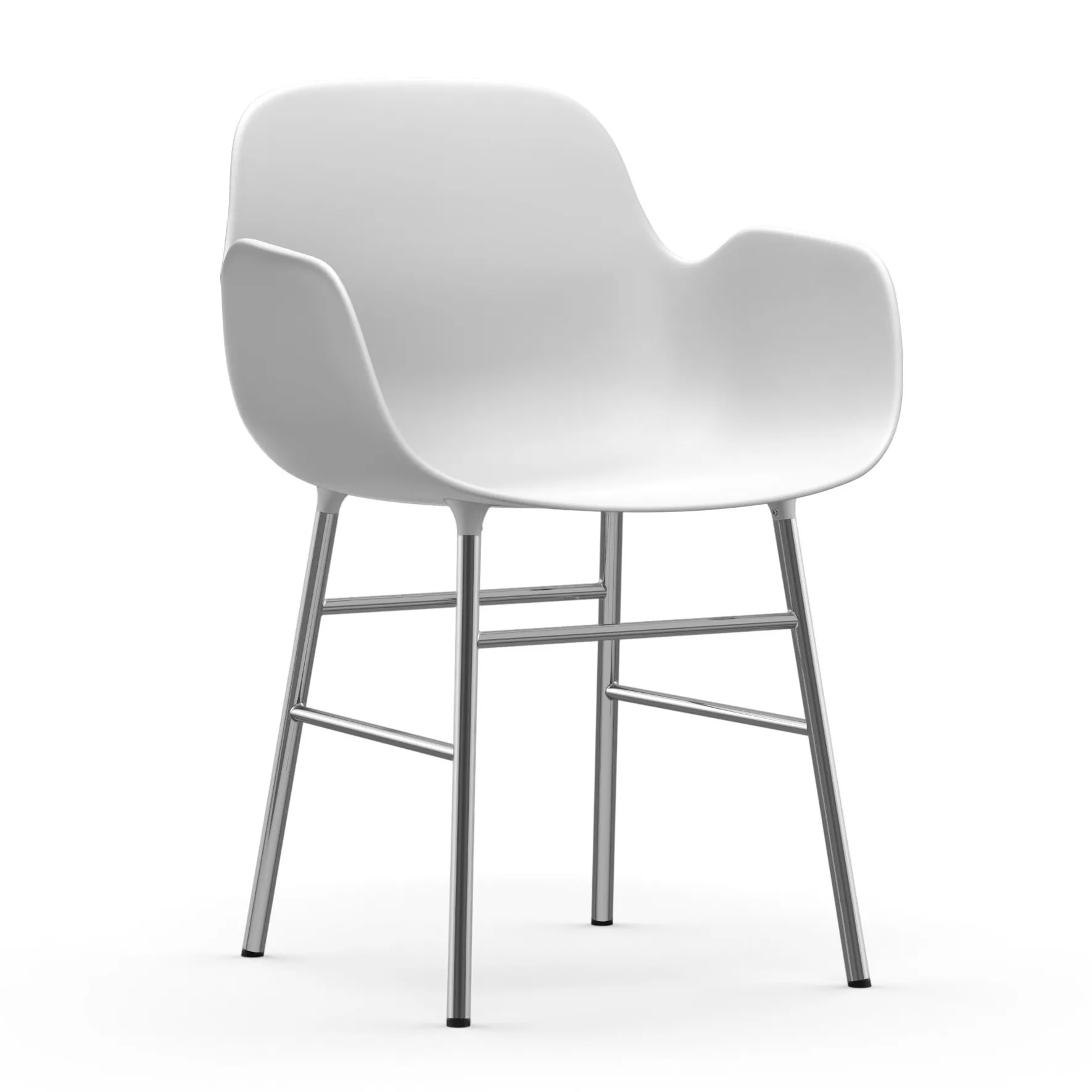 Form stoel met armleuning verchroomde poten, Wit Normann Copenhagen