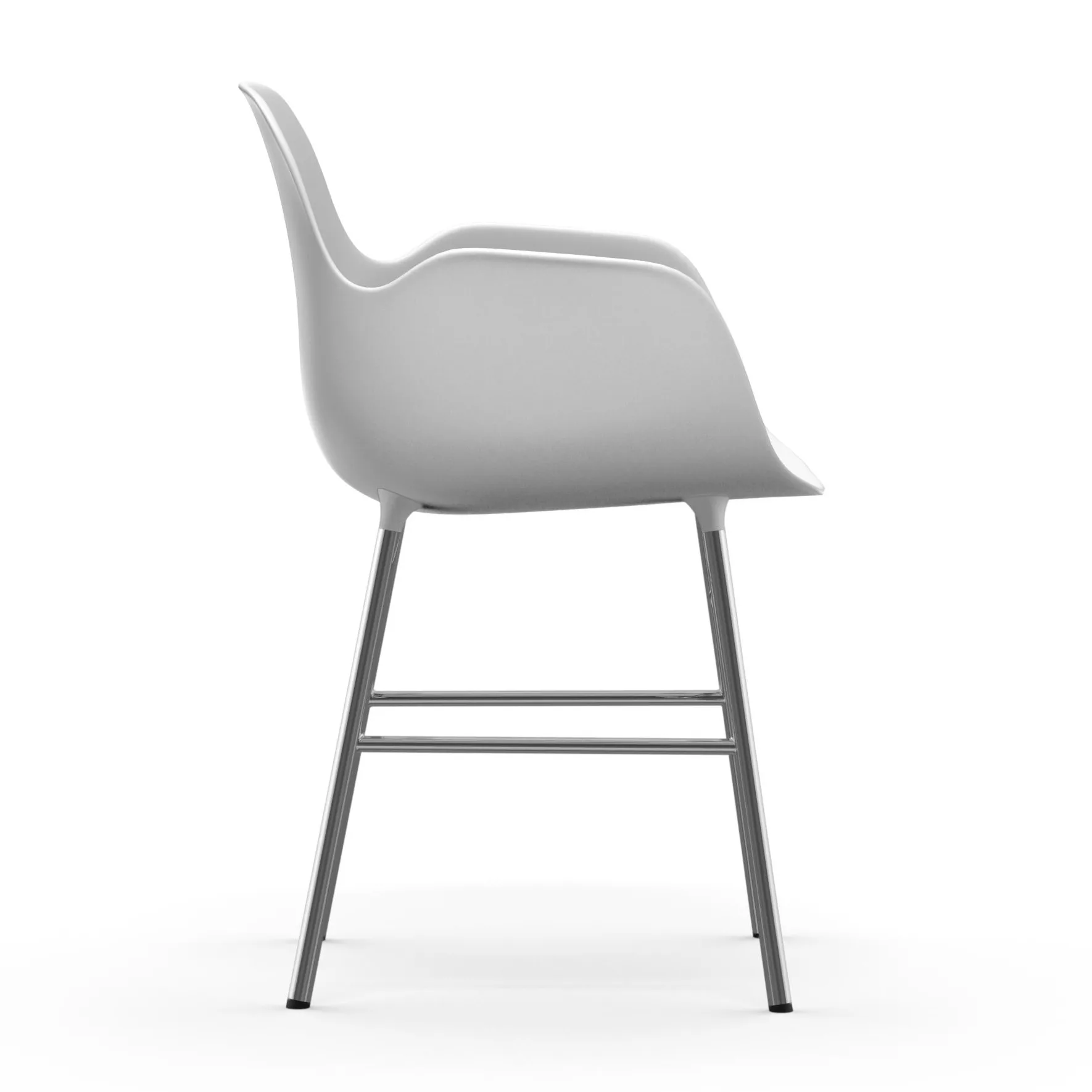 Form stoel met armleuning verchroomde poten, Wit Normann Copenhagen