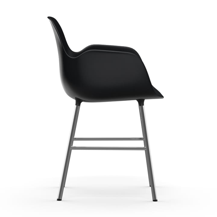 Form stoel met armleuning verchroomde poten, Zwart Normann Copenhagen