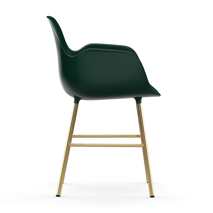 Form stoel met armleuningen messing poten, Groen Normann Copenhagen