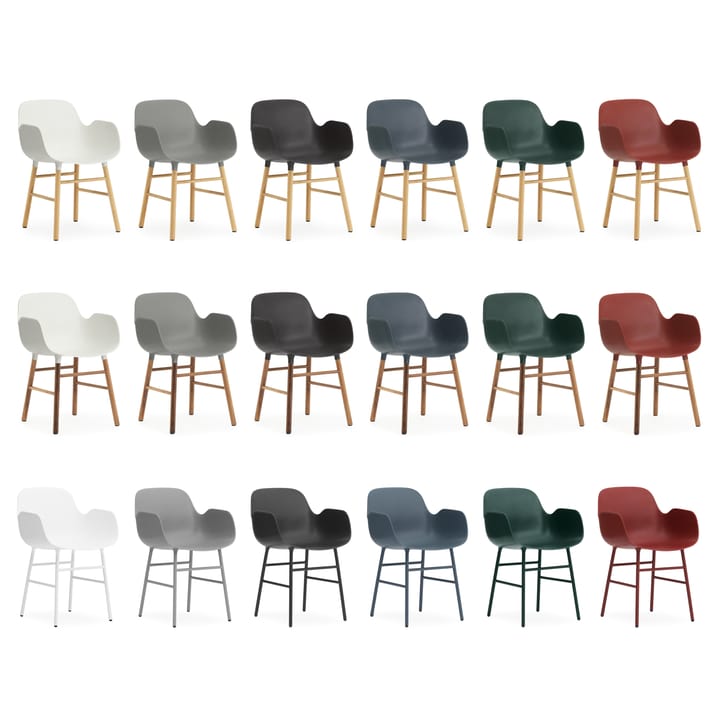Form stoel met armleuningen metalen poten, Wit Normann Copenhagen