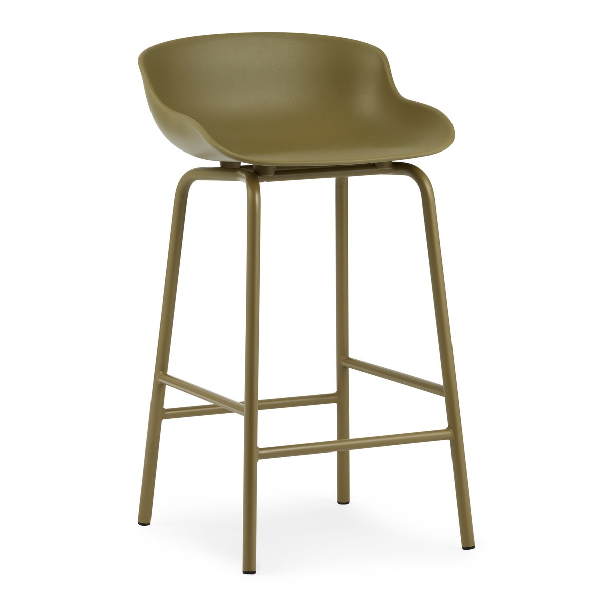 Normann Copenhagen Hyg barkruk metalen poten 65 cm Olijfgroen