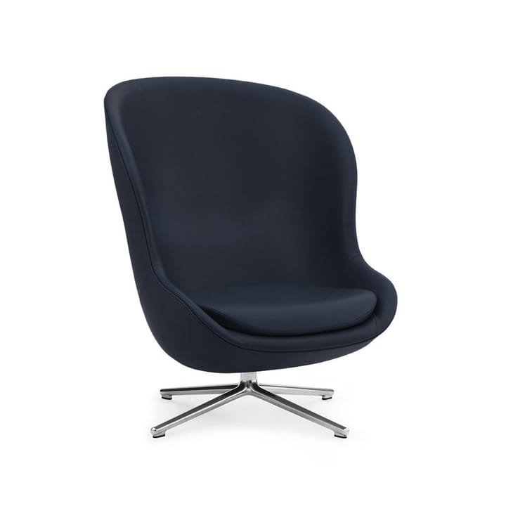 Hyg fauteuil - leer ultra 41573 navy, draaivoet van aluminium - Normann Copenhagen