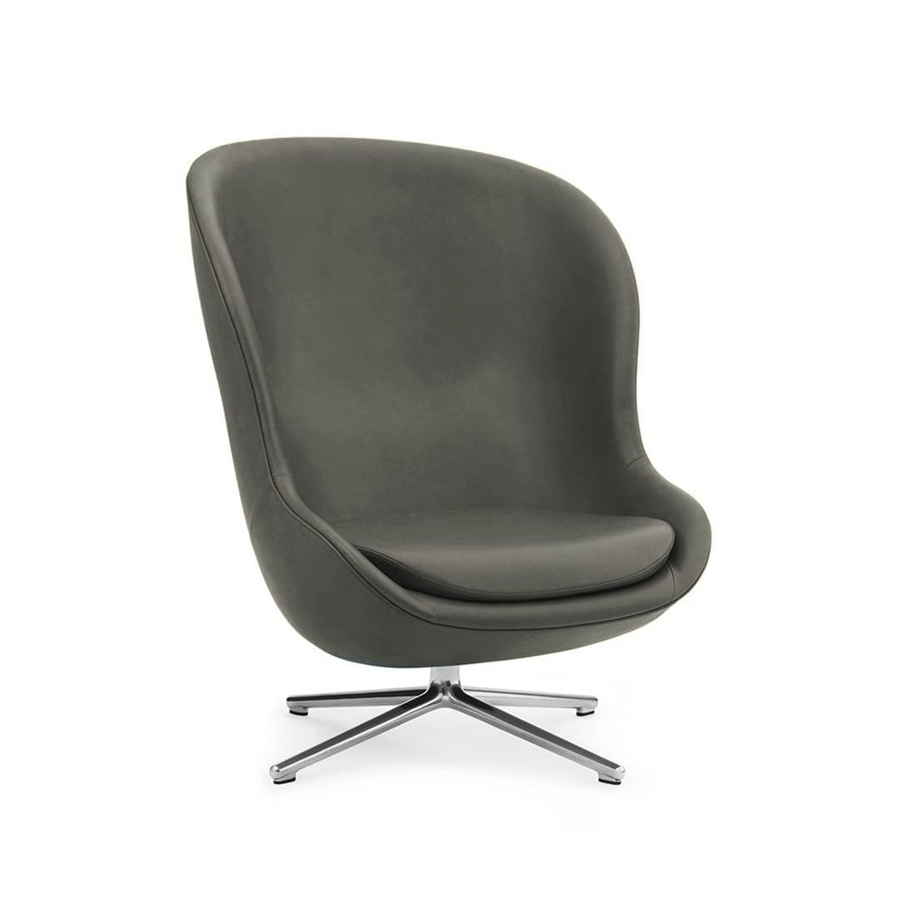 Normann Copenhagen Hyg fauteuil leer ultra 41575 groen, draaivoet van aluminium