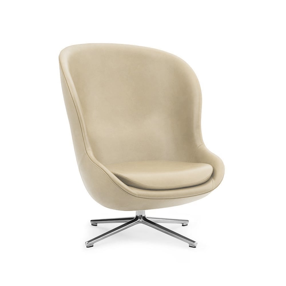 Normann Copenhagen Hyg fauteuil leer ultra 41583 marble, draaivoet van aluminium