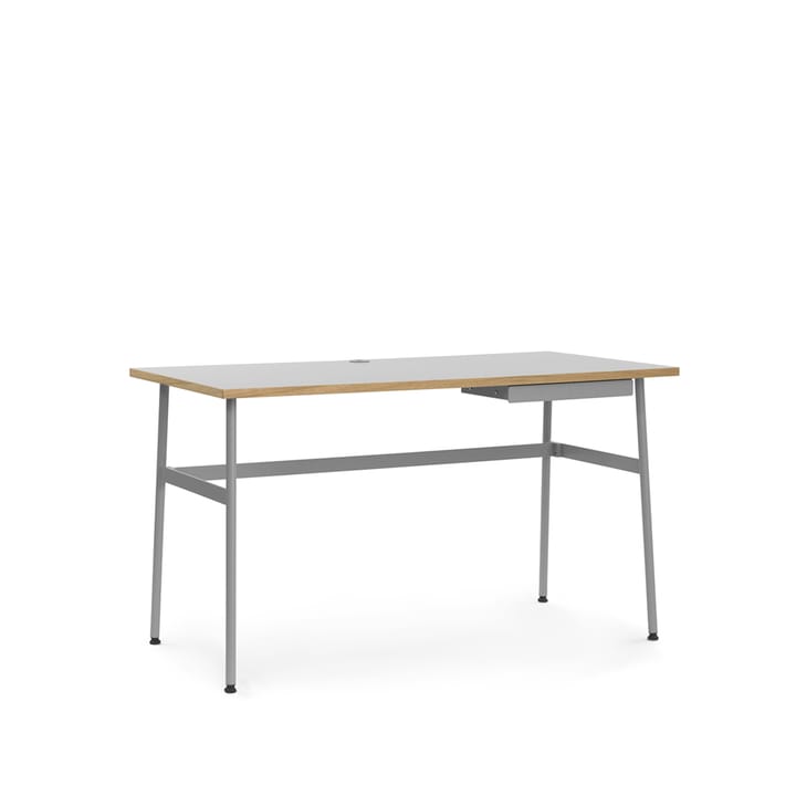 Journal bureau - grijs, laminaat, grijze stalen poten en lade - Normann Copenhagen