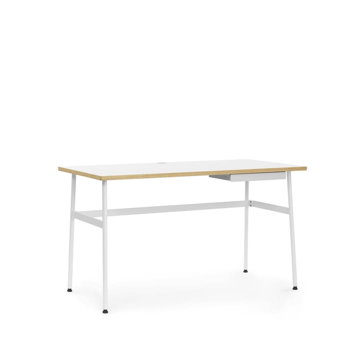 Journal bureau - wit laminaat, witte stalen poten en lade - Normann Copenhagen