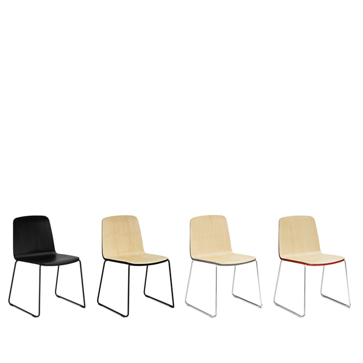 Just stoel - essen, fineer, zwarte rand, zwart metalen onderstel - Normann Copenhagen