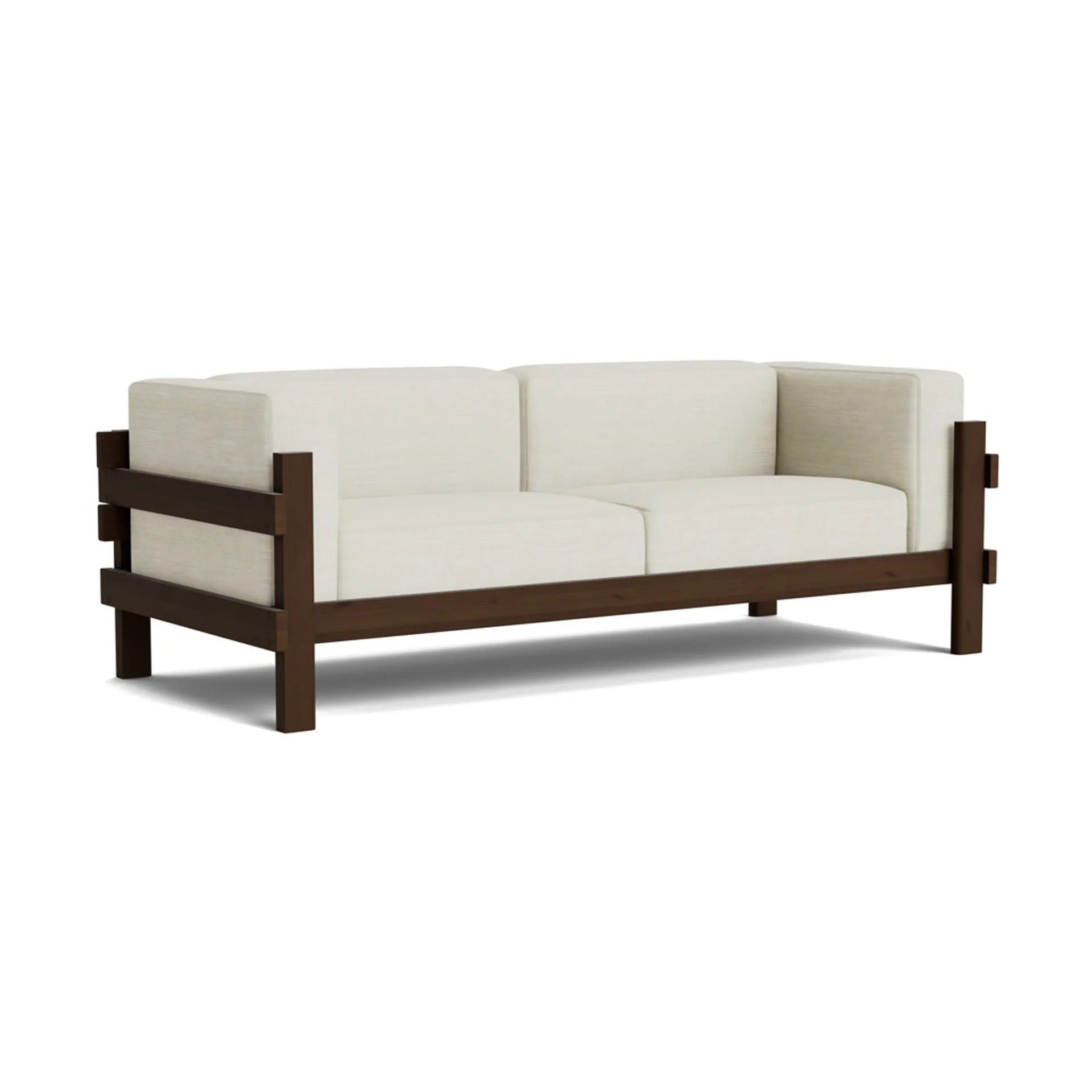 Kube bank, Bruingelakt grenen – stof Remix 223 beige, 220 cm Normann Copenhagen