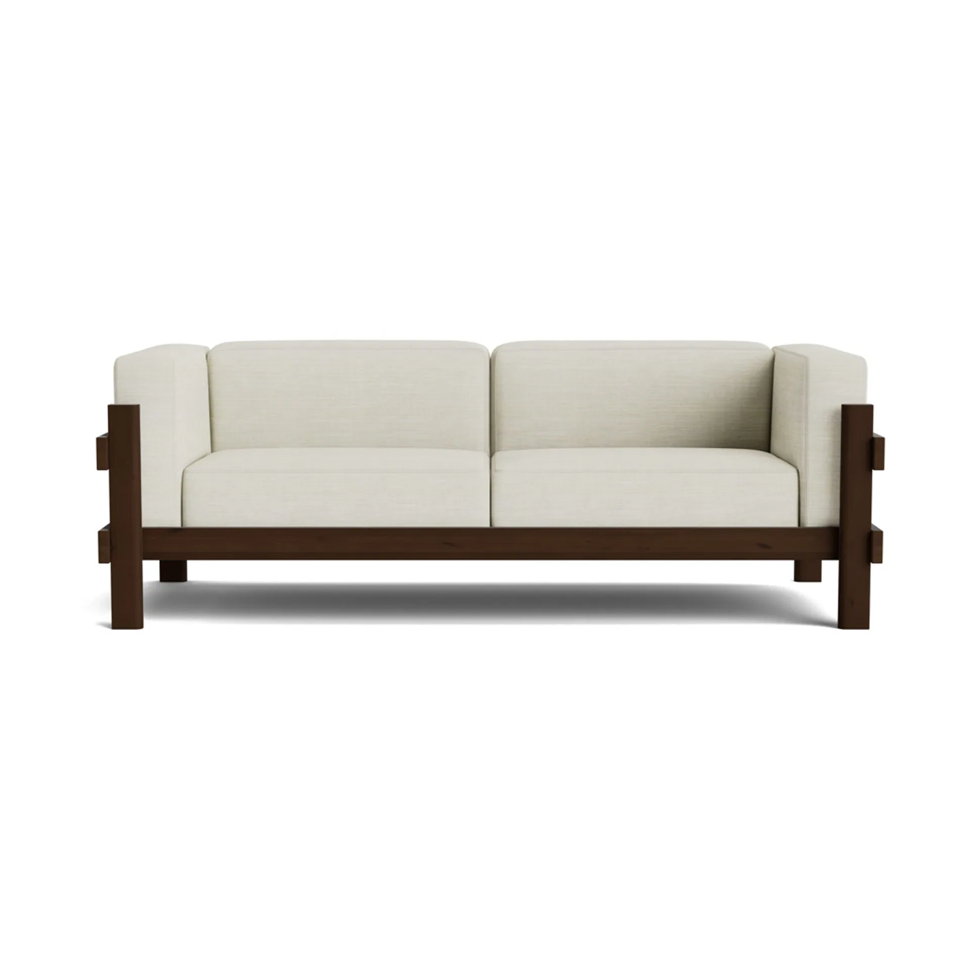 Kube bank, Bruingelakt grenen – stof Remix 223 beige, 220 cm Normann Copenhagen