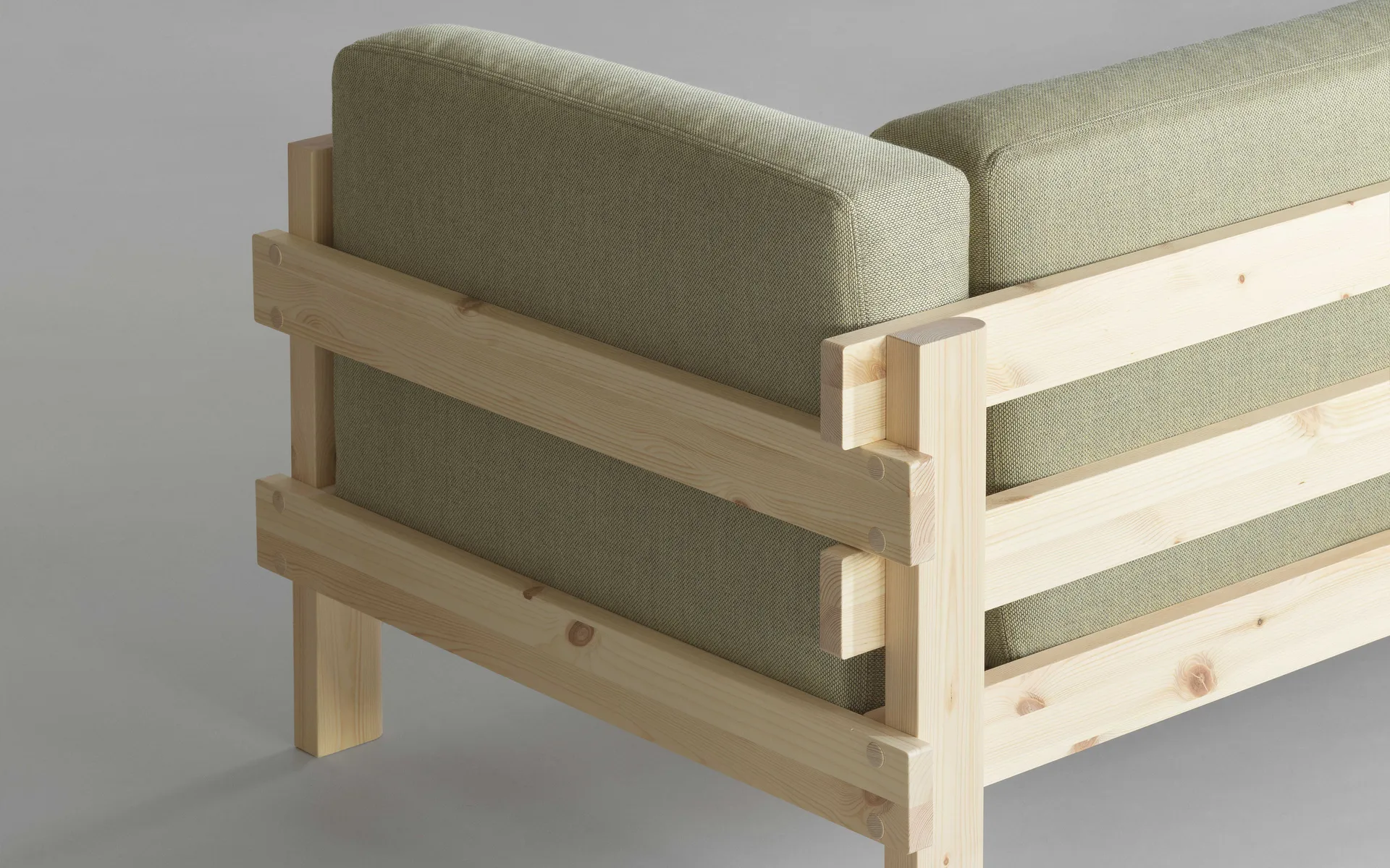 Kube bank, Gelakt grenen – stof Remix 143 grijs, 220 cm Normann Copenhagen