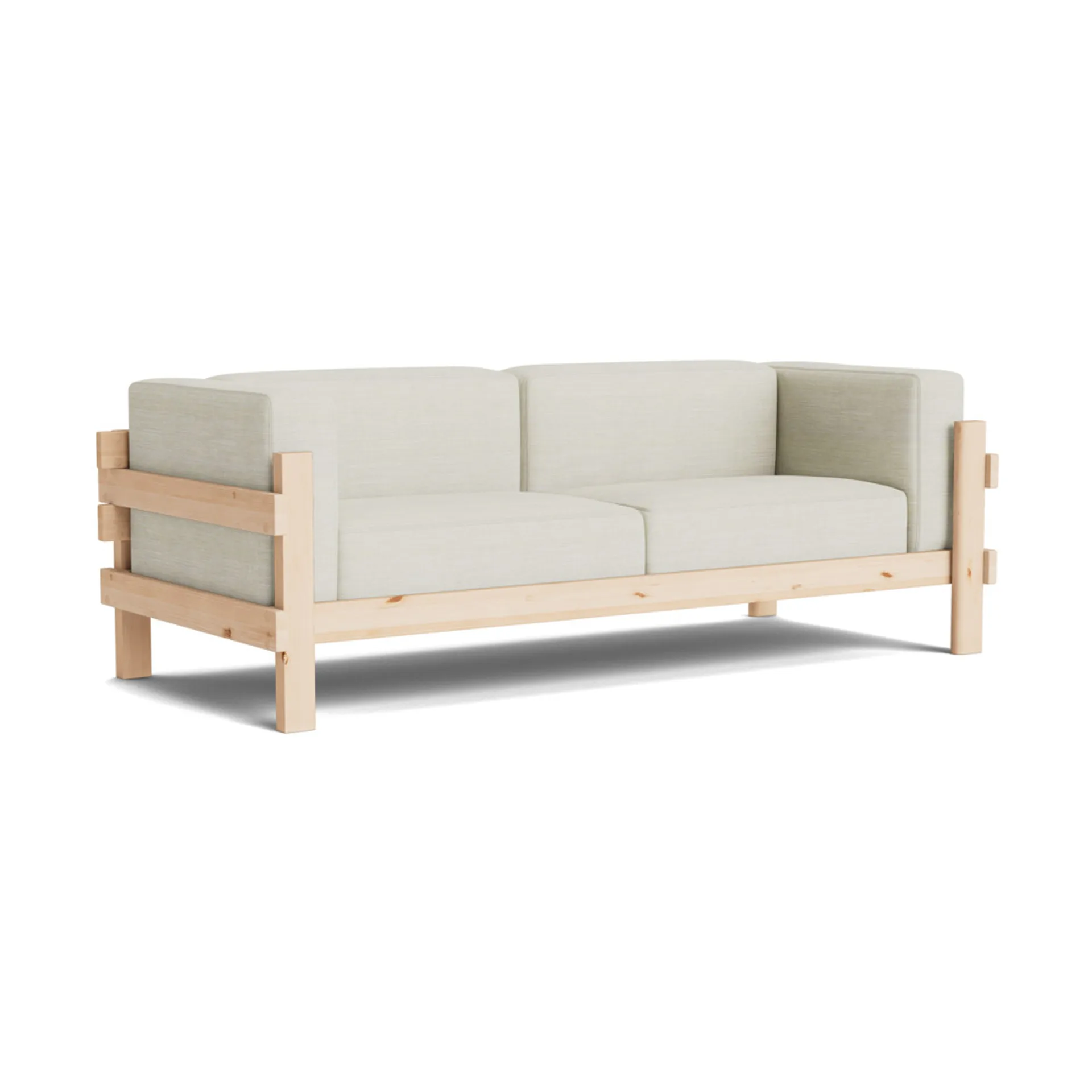 Kube bank, Gelakt grenen – stof Remix 223 beige, 220 cm Normann Copenhagen
