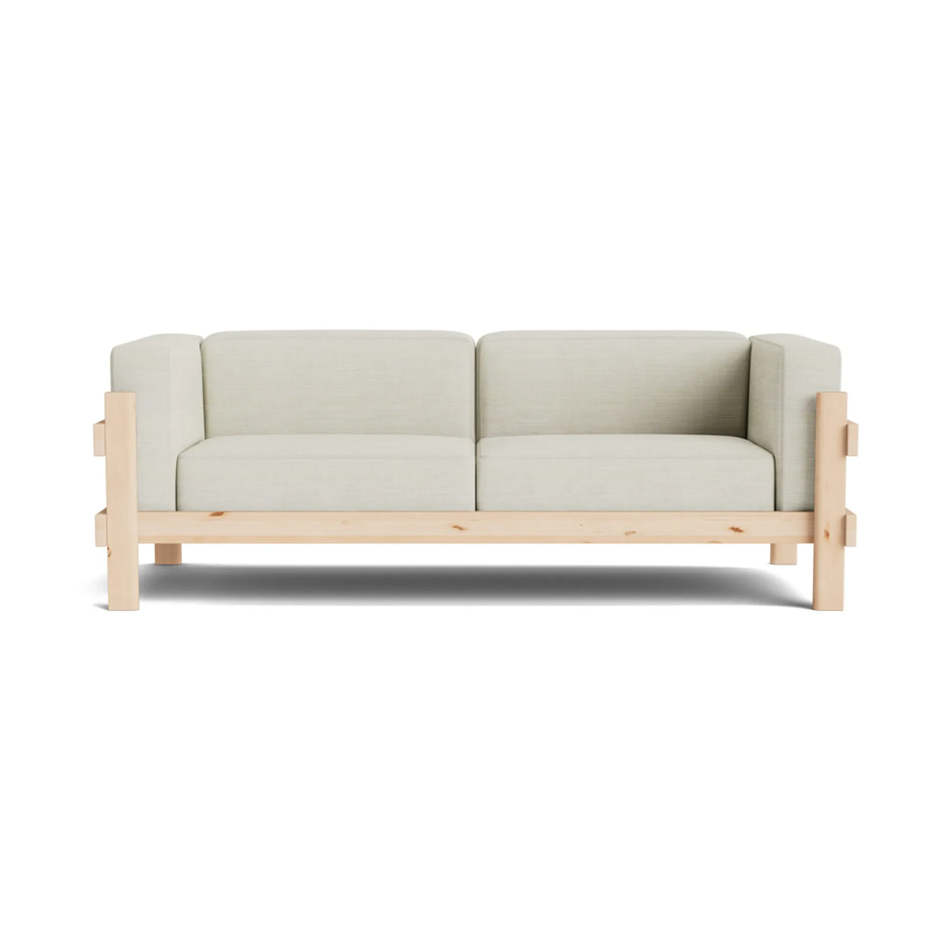 Kube bank, Gelakt grenen – stof Remix 223 beige, 220 cm Normann Copenhagen