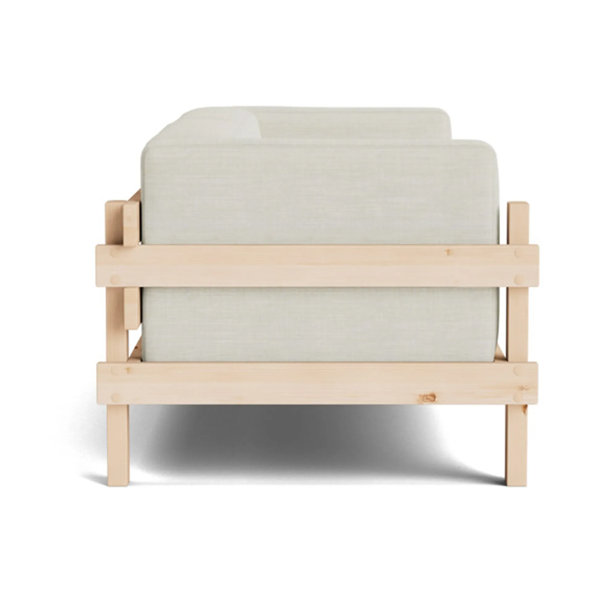 Kube bank, Gelakt grenen – stof Remix 223 beige, 220 cm Normann Copenhagen