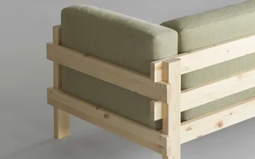 Kube bank - Gelakt grenen – stof Remix 223 beige, 220 cm - Normann Copenhagen