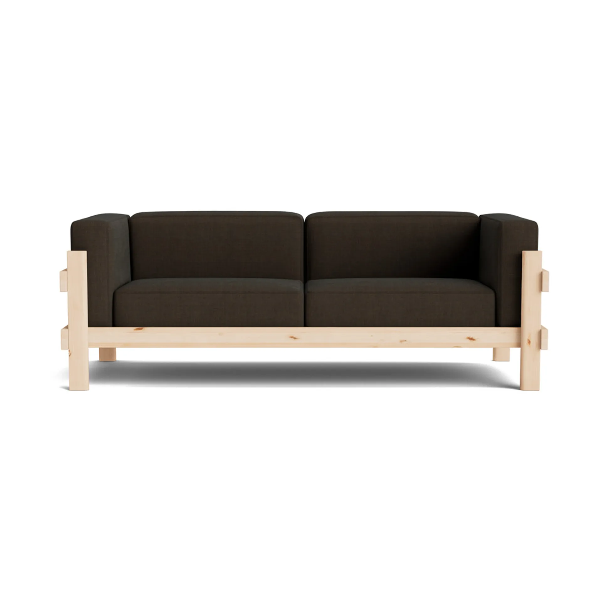 Kube bank, Gelakt grenen – stof Remix 356 bruin, 220 cm Normann Copenhagen