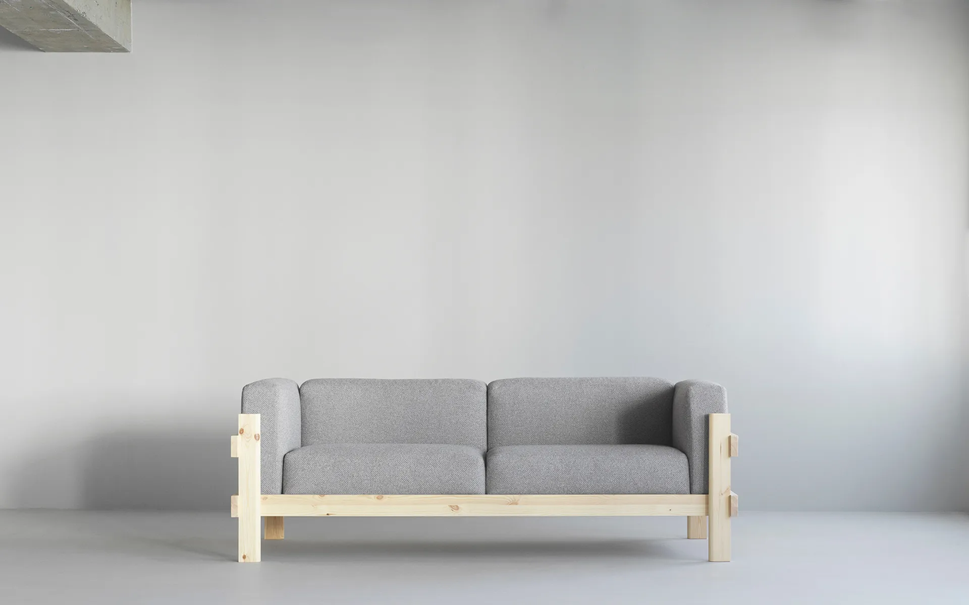 Kube bank, Gelakt grenen – stof Remix 356 bruin, 220 cm Normann Copenhagen