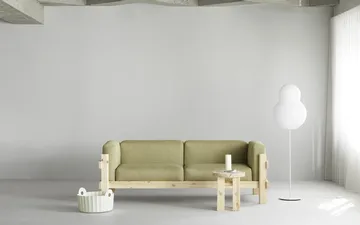 Kube bank - Gelakt grenen – stof Remix 356 bruin, 220 cm - Normann Copenhagen
