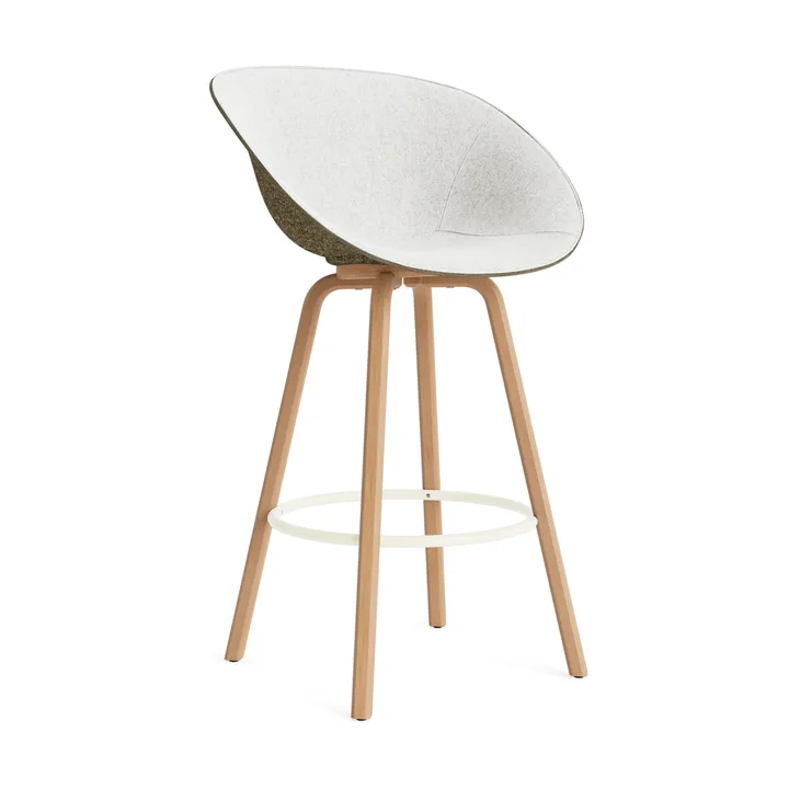 Mat armstoel voorkant gestoffeerd 75 cm - Hallingdal 110-seaweed-beech-cream steel - Normann Copenhagen