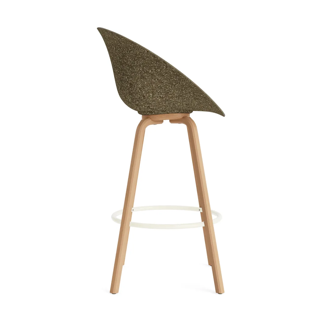 Mat armstoel voorkant gestoffeerd 75 cm, Hallingdal 110-seaweed-beech-cream steel Normann Copenhagen