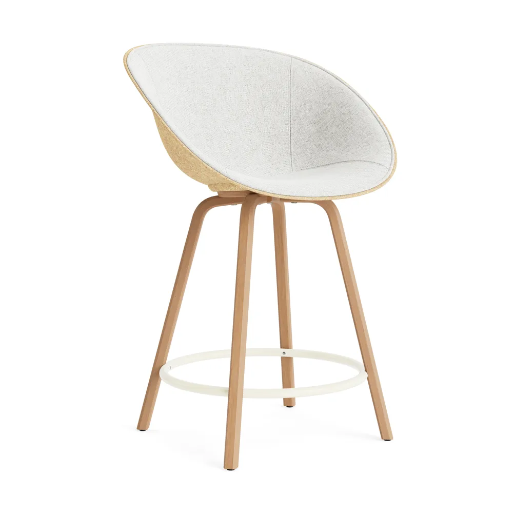 Mat Bar Armchair armstoel voorkant gestoffeerd 65 cm, Hallingdal 110-hemp-beech-cream steel Normann Copenhagen