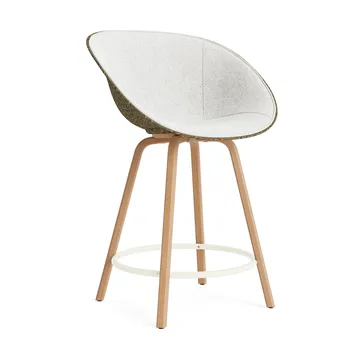 Mat Bar Armchair armstoel voorkant gestoffeerd 65 cm - Hallingdal 110-seaweed-beech-cream steel - Normann Copenhagen