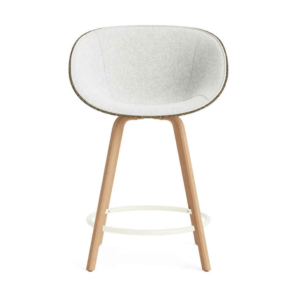 Mat Bar Armchair armstoel voorkant gestoffeerd 65 cm, Hallingdal 110-seaweed-beech-cream steel Normann Copenhagen