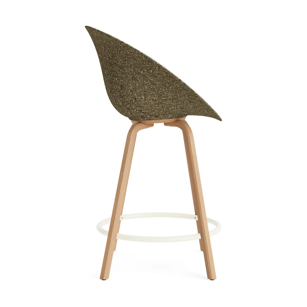 Mat Bar Armchair armstoel voorkant gestoffeerd 65 cm, Hallingdal 110-seaweed-beech-cream steel Normann Copenhagen