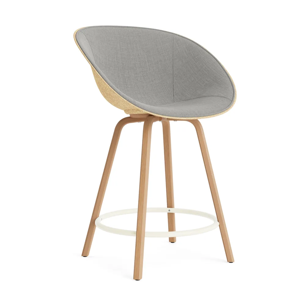 Mat Bar Armchair armstoel voorkant gestoffeerd 65 cm, Remix 133-hemp-beech-cream steel Normann Copenhagen