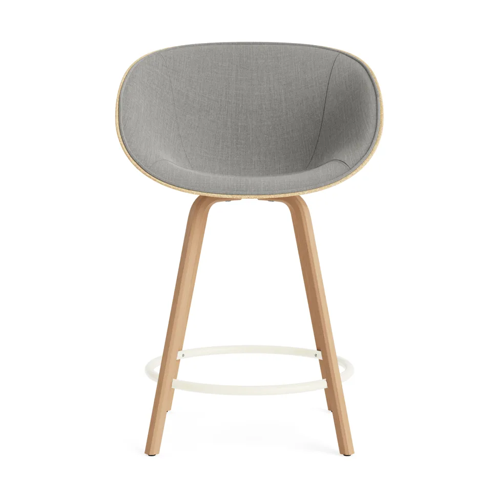 Mat Bar Armchair armstoel voorkant gestoffeerd 65 cm, Remix 133-hemp-beech-cream steel Normann Copenhagen