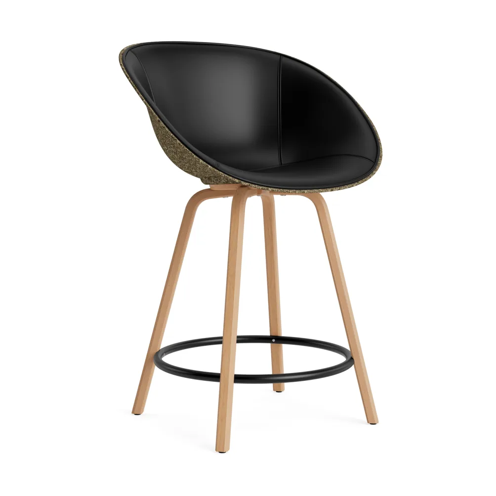 Mat Bar Armchair armstoel voorkant gestoffeerd 65 cm, Ultra 41599-seaweed-beech-black steel Normann Copenhagen