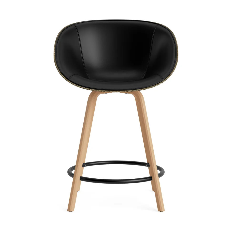 Mat Bar Armchair armstoel voorkant gestoffeerd 65 cm, Ultra 41599-seaweed-beech-black steel Normann Copenhagen