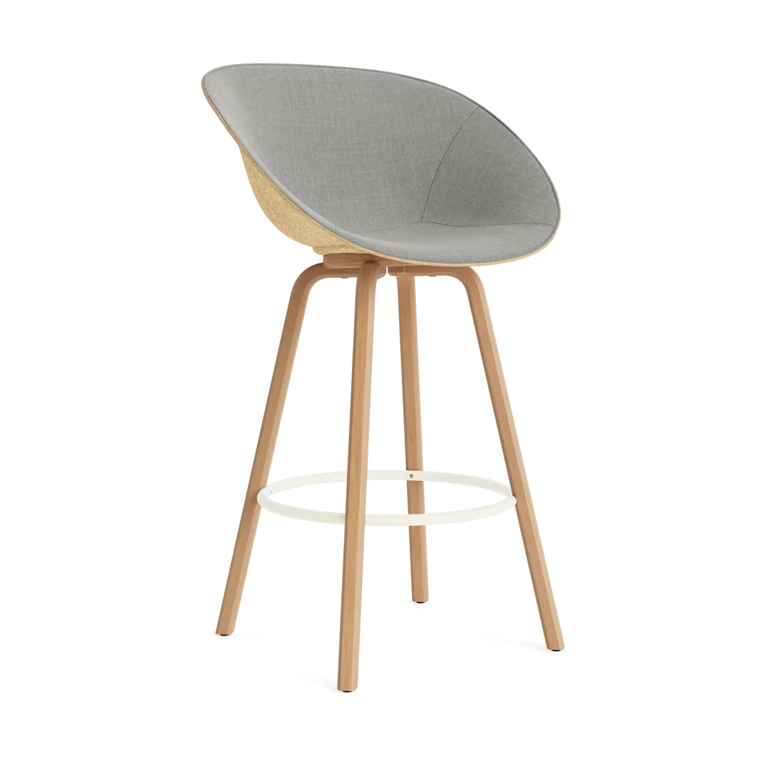 Mat Bar Armchair armstoel voorkant gestoffeerd 75 cm, Remix 133-hemp-beech-cream steel Normann Copenhagen