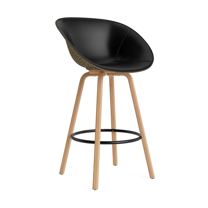 Mat Bar Armchair armstoel voorkant gestoffeerd 75 cm - Ultra 41599-seaweed-beech-black steel - Normann Copenhagen