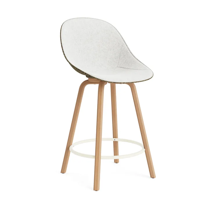 Mat Bar Chair barkruk voorkant gestoffeerd 65 cm - Hallingdal 110-seaweed-beech-cream steel - Normann Copenhagen