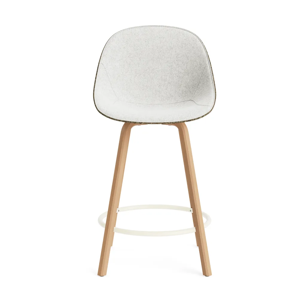 Mat Bar Chair barkruk voorkant gestoffeerd 65 cm, Hallingdal 110-seaweed-beech-cream steel Normann Copenhagen