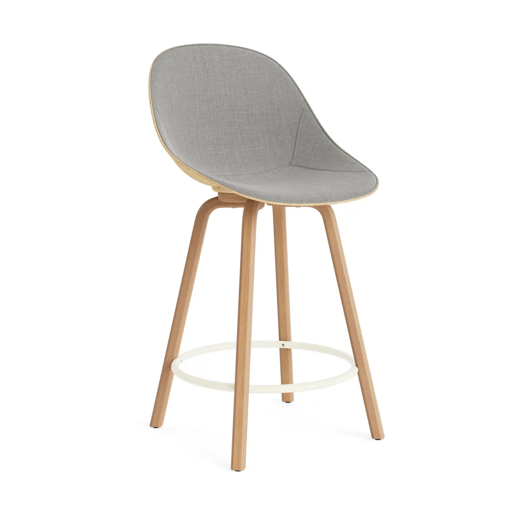 Mat Bar Chair barkruk voorkant gestoffeerd 65 cm, Remix 133-hemp-beech-cream steel Normann Copenhagen