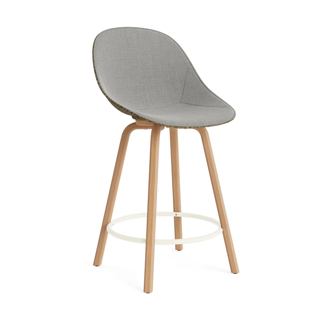 Mat Bar Chair barkruk voorkant gestoffeerd 65 cm, Remix 133-seaweed-beech-cream steel Normann Copenhagen