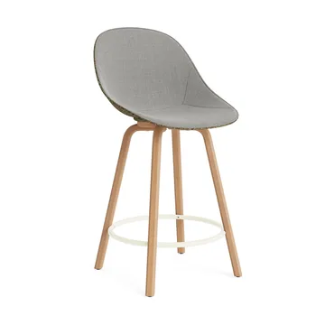 Mat Bar Chair barkruk voorkant gestoffeerd 65 cm - Remix 133-seaweed-beech-cream steel - Normann Copenhagen