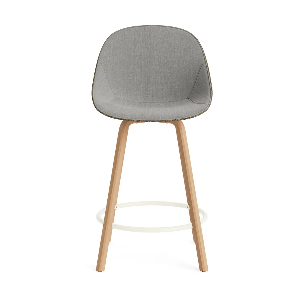 Mat Bar Chair barkruk voorkant gestoffeerd 65 cm, Remix 133-seaweed-beech-cream steel Normann Copenhagen