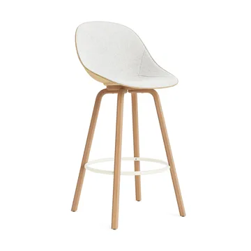 Mat Bar Chair barkruk voorkant gestoffeerd 75 cm - Hallingdal 110-hemp-beech-cream steel - Normann Copenhagen