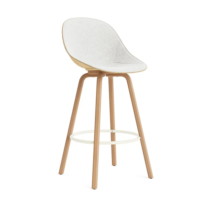 Mat Bar Chair barkruk voorkant gestoffeerd 75 cm - Hallingdal 110-hemp-beech-cream steel - Normann Copenhagen
