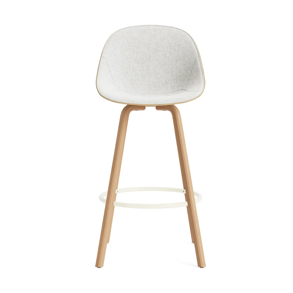 Mat Bar Chair barkruk voorkant gestoffeerd 75 cm, Hallingdal 110-hemp-beech-cream steel Normann Copenhagen