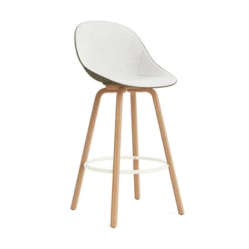 Mat Bar Chair barkruk voorkant gestoffeerd 75 cm - Hallingdal 110-seaweed-beech-cream steel - Normann Copenhagen