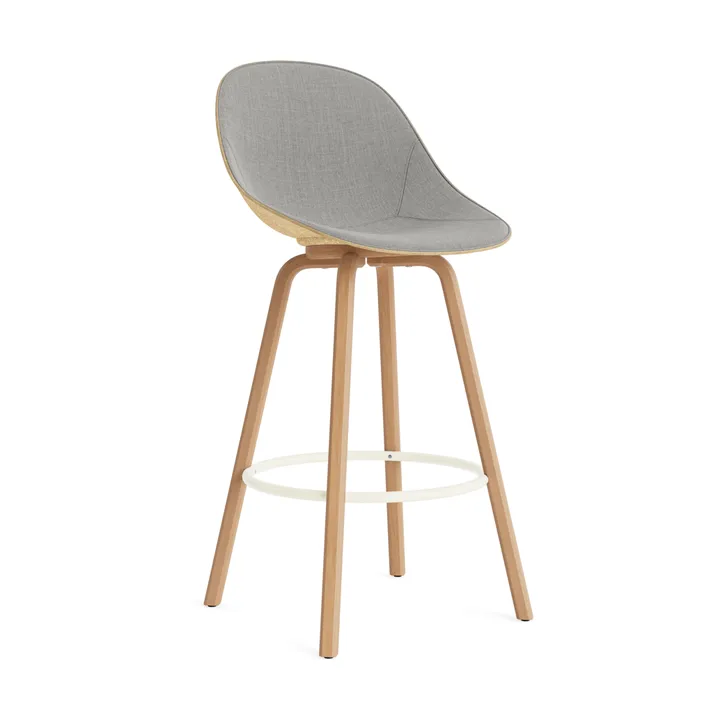 Mat Bar Chair barkruk voorkant gestoffeerd 75 cm - Remix 133-hemp-beech-cream steel - Normann Copenhagen